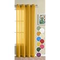 THE LINEN COMPANY Sheer Door Curtain 7.5 Feet Linen Textured Transparent Drapes with Stainless Steel Rings, 1 Piece, Mustard