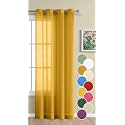 THE LINEN COMPANY Sheer Window Curtain 5 Feet Linen Textured Transparent Drapes with Stainless Steel Rings, 1 Piece, Mustard
