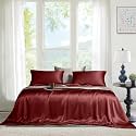 THE LINEN COMPANY Single Bamboo Bedsheet with 1 Pillow Cover, 300 TC Cotton Sheets Suitable for Hotel and Living Room &amp; Bedsroom (60" X 90", Maroon)