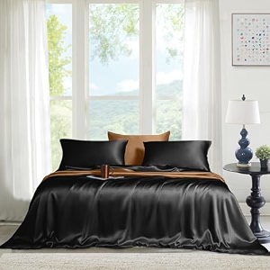 the linen company super king bamboo bedsheet with 2 pillow cover 300 tc cotton sheets suitable for hotel and living room amp bedsroom 10834 x 12034 black