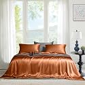 THE LINEN COMPANY Super King Bamboo Bedsheet with 2 Pillow Cover, 300 TC Cotton Sheets Suitable for Hotel and Living Room &amp; Bedsroom (108" X 120", Burnt Orange)