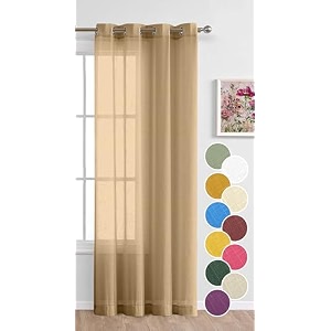 the linen company window 4 feet solid cotton sheer farmhouse curtains with grommet single pcs home decor small window curtains 1-piece beige 4 ft curtains
