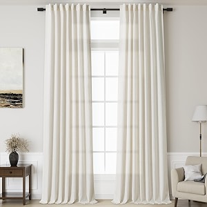 Linen Cream Curtains 145 inch Extra Long