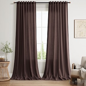 Linen Curtains Semi Sheer Coffee Brown 96