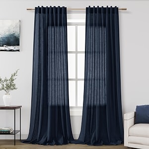 Linen Navy Blue Curtains 108 inch Extra