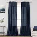 Linen Navy Blue Curtains 108 inch Extra