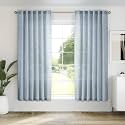Linen Stone Blue Curtains 63 Inch Length for Bedroom 2 Panels Rod Pocket Semi Sheer Linen Dusty Blue Light Filtering Curtain for Living Room Farmhouse Back Tab Window Treatment