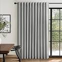 Linen Textured Total Blackout Sliding Door Curtains 84 Inches Long, Grey