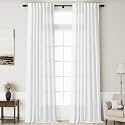 Linen White Curtains 135 inch Extra Long
