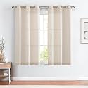 jinchan Linen Curtains Light Filtering Back Tab