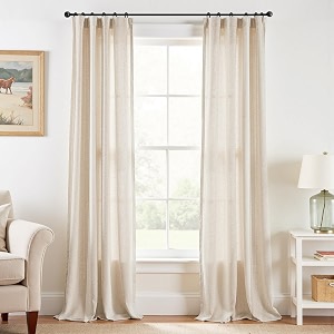 jinchan Linen Curtains Light Filtering Back Tab