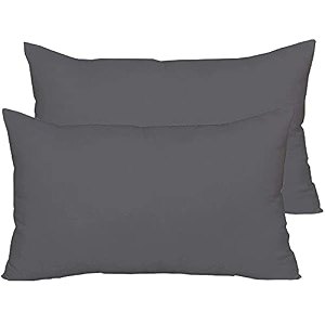 micro fiber filled light grey plain cotton pillow takiya combo set of 2 for bed room - 20x30 inch size pillow set of 2 for sleeping