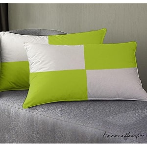 linenaffairs microfiber pillow set of 2 for sleeping giza cotton fabric - 16x24 inches sage chacked