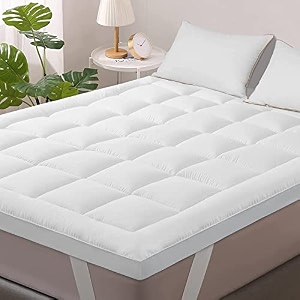 premium quilted mattress topper for king bed  ultra soft breathable extra thick padding  hypoallergenic machine washable  luxury bed comfort enhancer-72 inchx 75 inch