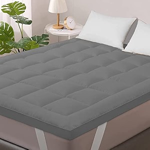 premium quilted mattress topper for queen size bed  ultra soft breathable extra thick padding  hypoallergenic machine washable  luxury bed comfort enhancer-60 inch x 75 inch