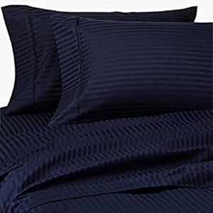 linenwalas 100 cotton sateen stripes standard size pillow cover set of 2 - 17x27 inch - stripes prussian blue