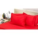 Linenwalas 100% Cotton Sateen Stripes Standard Size Pillow Cover Set of 2 - (17x27 inch) - Stripes Red
