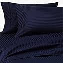 Linenwalas 100% Cotton Sateen Stripes Standard Size Pillow Cover Set of 2 - (17x27 inch) - Stripes Prussian Blue