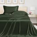 LINENWALAS 100% Vegan Bamboo Silk Bedsheet Set, Natural Soft and Light-Weight, Best for Hair and Delicate Skin with Pillow Cover 300 TC, Breathable (Single, Blue)