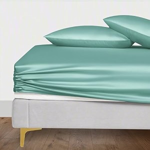 linenwalas 100 organic vegan bamboo silk fitted bedsheet for single bed size with pillow cover for bedroom soft smooth hotel quality premium bottom sheets for summer 78x36 inch bahamas blue