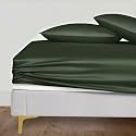 LINENWALAS 100% Organic Vegan Bamboo Silk Fitted Bedsheet for Queen Bed Size with Pillow Cover for Bedroom, Soft Smooth Hotel Quality Premium Bottom Sheets for Summer (78x60 Inch, Bahamas Blue)