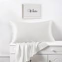 LINENWALAS 100% Vegan Bamboo Silk Pillowcover, Set of 2 Natural Soft and Light-Weight Pillow Cover, Best for Hair and Delicate Skin, Breathable, Set of 2 (Standard,White)