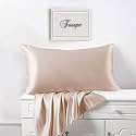 LINENWALAS 100% Vegan Bamboo Silk Pillowcover, Set of 2 Natural Soft and Light-Weight Pillow Cover, Best for Hair and Delicate Skin, Breathable, Set of 2 (Standard, Taupe)
