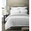 LINENWALAS 300 TC 100% Cotton Satin Stripes Single Bed Sheet - Premium Hotel Bedsheet and 1 Pillow Covers Set for Hotels, Guest House &amp; B&amp;B (White)