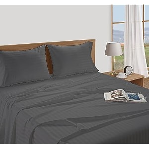 linenwalas 300 tc premium 100 cotton stripes single bedsheet with 1 pillow covers 60x90 inches single size bed sheet with pillowcase single grey