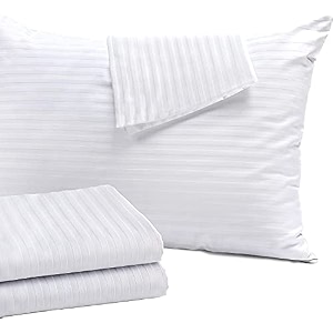 linenwalas 300 tc premium 100 cotton stripes set of 2 king pillow covers softest and breathable pillowcovers 20x36 inch grey