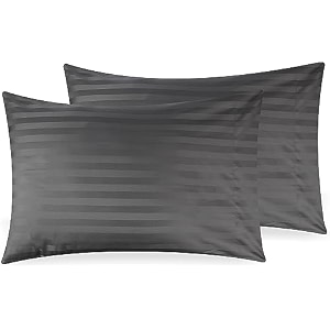linenwalas 300 tc premium 100 cotton stripes set of 2 king pillow covers softest and breathable pillowcovers 20x36 inch grey