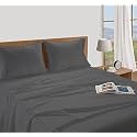 LINENWALAS 300 TC Premium 100% Cotton Stripes Single Bedsheet with 1 Pillow Covers, 60x90 Inches Single Size Bed Sheet with Pillowcase (Single, Grey)