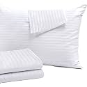 LINENWALAS 300 TC 100% Cotton Satin Stripes Set of 2 Standard Pillow Covers for Premium Pillow Covers for Hotel, Guest House &amp; B&amp;B (White Stripes,18x28 inch)