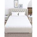 Linenwalas 300 TC Premium 100% Cotton Satin Stripes Cal King Fitted Bedsheet with 2 Pillow Covers - (78"X78" - White)