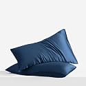 LINENWALAS Pillow Covers Set Of 2 Cotton-400TC Thread Count Softest Long Staple Solid 100% Cotton Silky Soft-Standard Size Pillow Cases (17"X27")-Navy Blue, 68.58 X 43.18 Cm