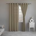 LINENWALAS Beige Cotton Linen Sheer Curtains, 7.5 Feet Door Curtain, Set of 2 Solid Curtains for Kitchen, Bedroom, Curtains with Eyelet Rings, Light Filtering (4.5X 7.5 ft)