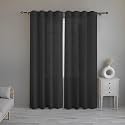 LINENWALAS Black Cotton Linen Sheer Curtains for Bedroom, Living Room, 7.5 Feet Door Curtain, Set of 2 Kitchen Curtain with Rod Pocket and Back Loop, Light Filtering (4.5X 7.5 ft)