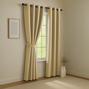 linenwalas 100 true blackout curtains 5 feet - 1 panel  complete light block  thermal insulated amp noise reducing room darkening curtains for living room amp home dcor golden beige