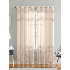 linenwalas cotton betel leaf printed curtain pack of 1 pcs sheer 65 feet window curtain for living room bedroom cotton linen curtain with eyelet rings 45 x 65 ft betel leaf