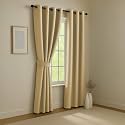 LINENWALAS 100% True Blackout Curtains (5 Feet) - 1 Panel | Complete Light Block | Thermal Insulated &amp; Noise Reducing Room Darkening Curtains for Living Room &amp; Home Décor (Golden Beige)