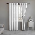 LINENWALAS Cotton Linen Sheer Curtains for Bedroom, Living Room, 9 Feet Door Curtain, Pack of 2 Pcs Boho Curtain with Rod Pocket and Back Loop, Light Filtering (Pack of 2 Pcs, White, 9 Feet)