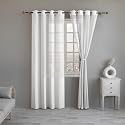 LINENWALAS Cotton Linen Sheer Curtains for Living Room, 7 Feet Door Curtain Panels for Bedroom Kitchen, Boho Curtain with Eyelet Rings, Light Filtering Drapes (White, 7 Feet)