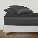 Linenwalas Fitted Bedsheet King Size with Elastic | 400TC Thread Count Softest Long Staple 100% Cotton Silky Soft - King (72”x78”) - White