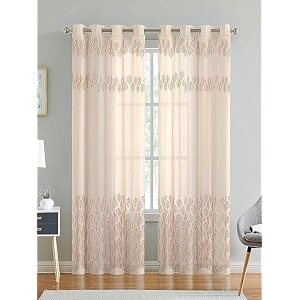 linenwalas cotton betel leaf printed curtain set of 2 sheer 5 feet window curtain for living room bedroom cotton linen curtain with eyelet rings 45 x 5 ft betel leaf