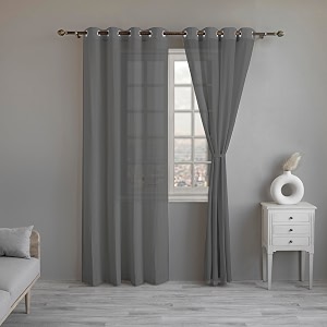 linenwalas graphite grey cotton linen sheer curtains 7 feet door curtain pack of 1 pcs solid curtains for kitchen bedroom curtains with eyelet rings light filtering 45x 7ft