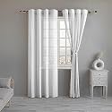 LINENWALAS Cotton Betel Leaf Printed Curtain, Set Of 2 Sheer 6 Feet Window Curtain For Living Room, Bedroom, Linen With Rod Pocket Back Loop (4.5 X Ft, Leafbetel (Beige)