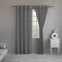 LINENWALAS Graphite Grey Cotton Linen Sheer Curtains, 7 Feet Door Curtain, Pack of 1 Pcs Solid Curtains for Kitchen, Bedroom, Curtains with Eyelet Rings, Light Filtering (4.5X 7ft)