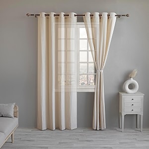 linenwalas natural cotton linen sheer curtains for bedroom living room 6 feet window curtain pack of 2 pcs boho curtain with eyelet rings light filtering pack of 2 pcs natural