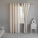 LINENWALAS Cotton Betel Leaf Printed Curtain, Set of 2 Sheer 5 Feet Window Curtain for Living Room, Bedroom, Cotton Linen Curtain with Eyelet Rings (4.5 x 5 ft, Betel Leaf)