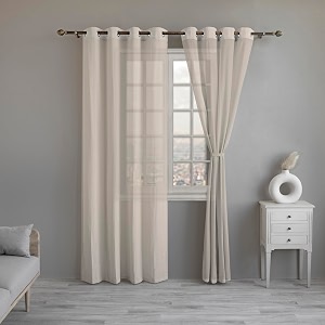 linenwalas off white cotton linen sheer curtains 6 feet window curtain set of 2 solid curtains for kitchen bedroom curtains with eyelet rings light filtering 45x 6 ft